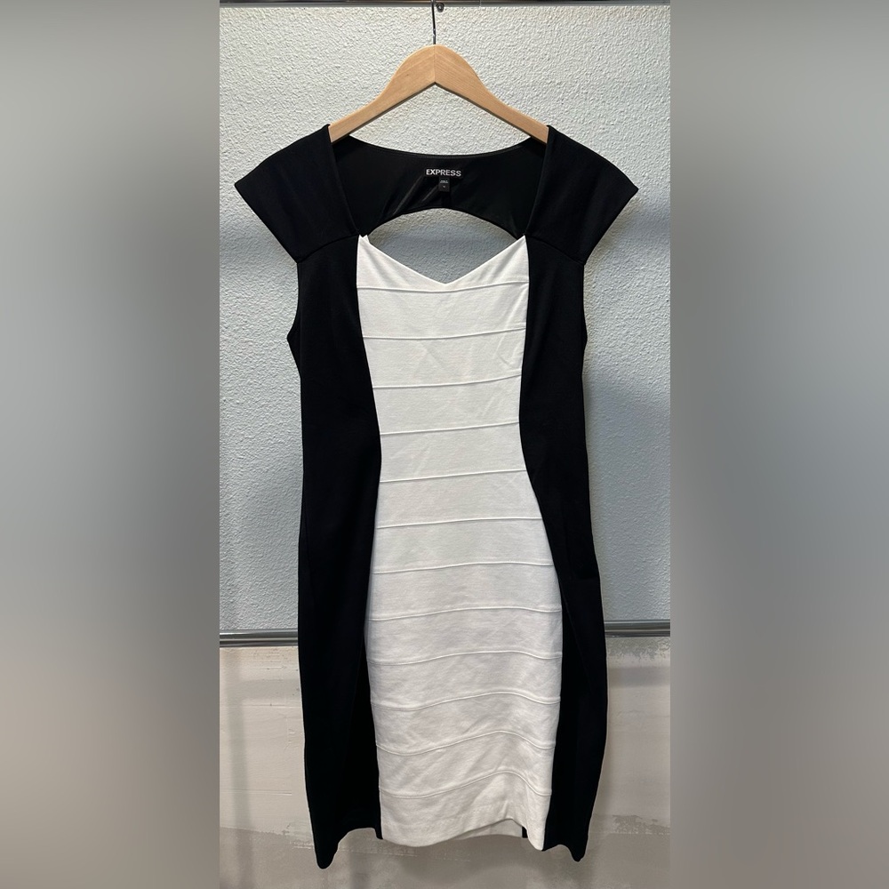 Express Black and White Bandage Dress